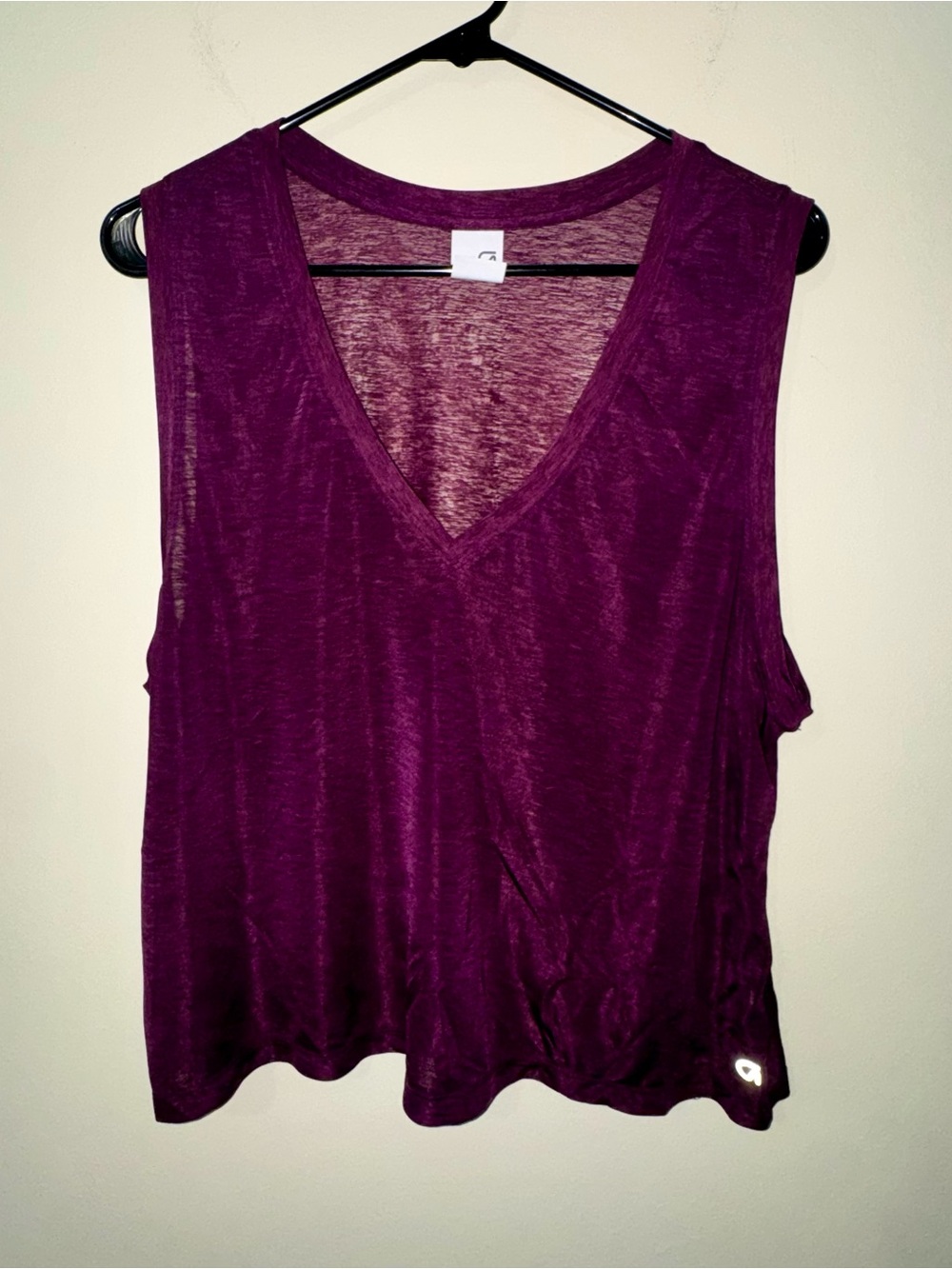GapFit Plum V-Neck Sheer Sleeveless Boxy Tank